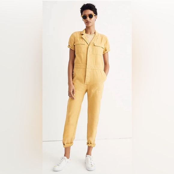 Madewell XXS Yellow Denim Short Sleeve Jumpsuit - Picture 14 of 14